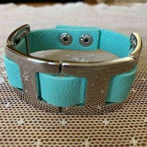 Silvertone and aqua bracelet